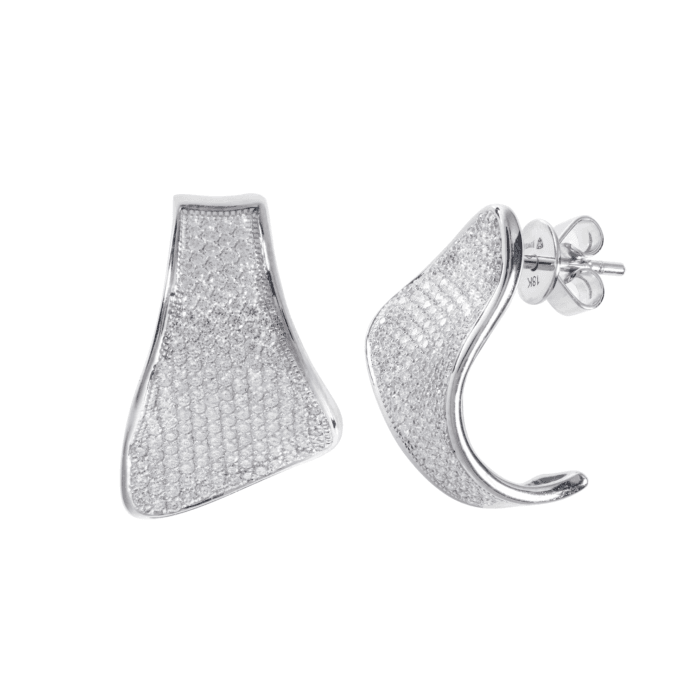 18K White Gold Diamond Wrap Earrings