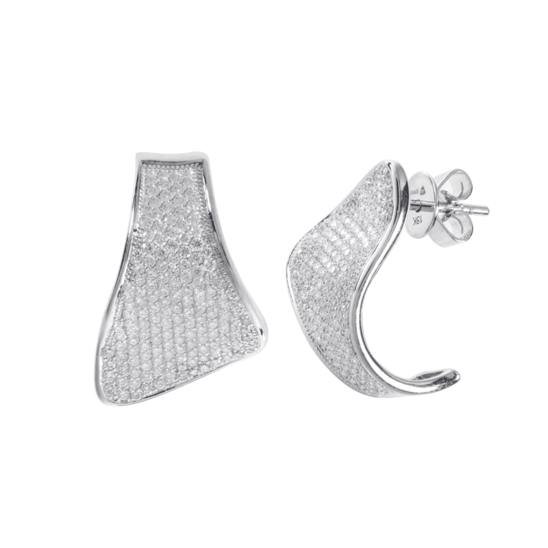 18K White Gold Diamond Wrap Earrings