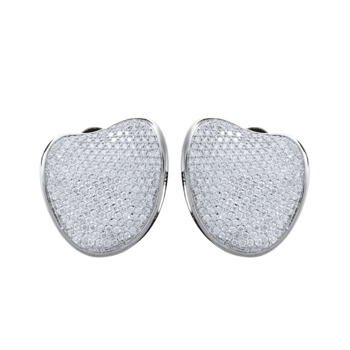 18K White Gold Diamond Wave Earrings