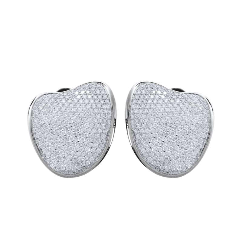 18K White Gold Diamond Wave Earrings