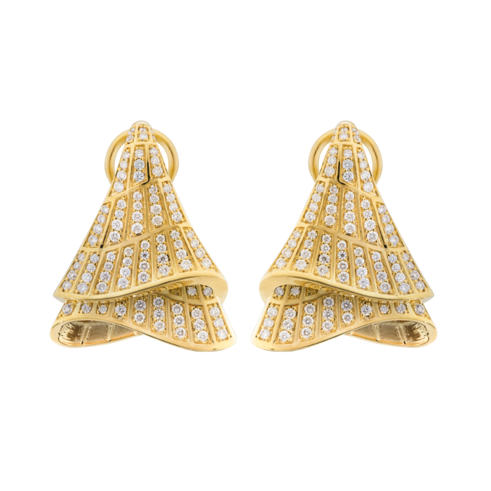 18K Yellow Gold Diamond Pave Earring