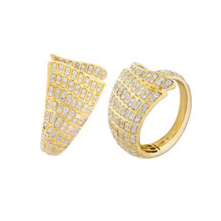 18K Yellow Gold Diamond Pave Ring