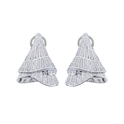 18K White Gold Diamond Pave Earrings