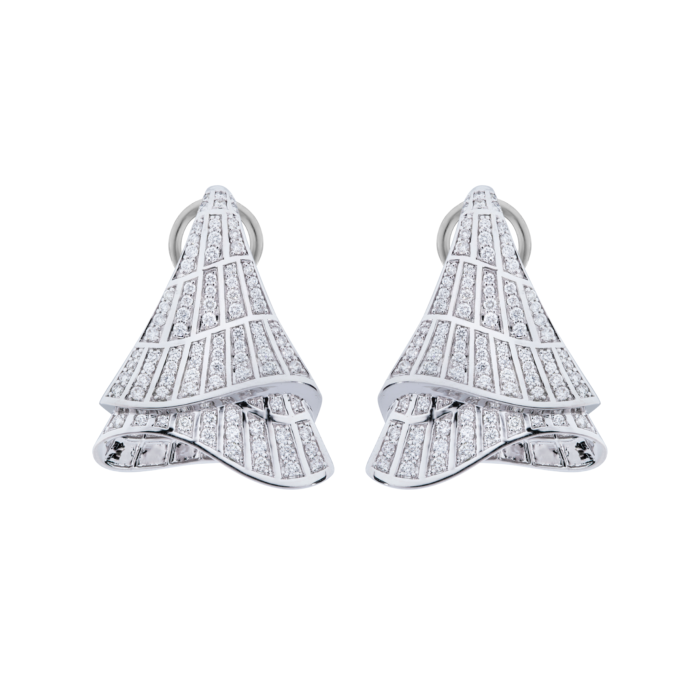 18K White Gold Diamond Pave Earrings