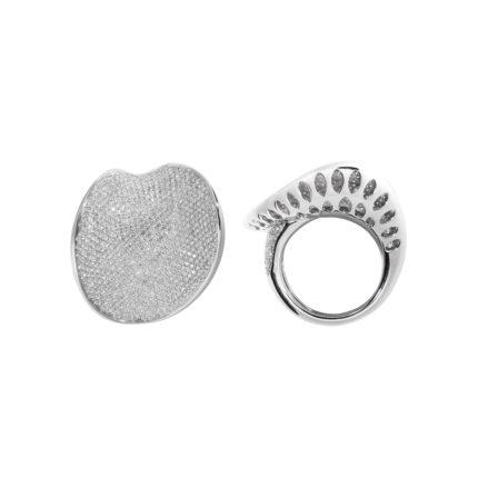 18K White Gold Pave Sculptural Ring