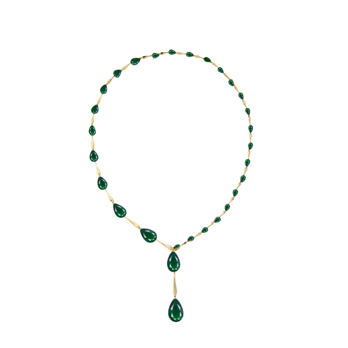 18K Yellow Gold Emerald Necklace