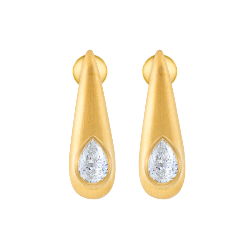 Yellow Gold Diamond Earring 70 Points 25 mm
