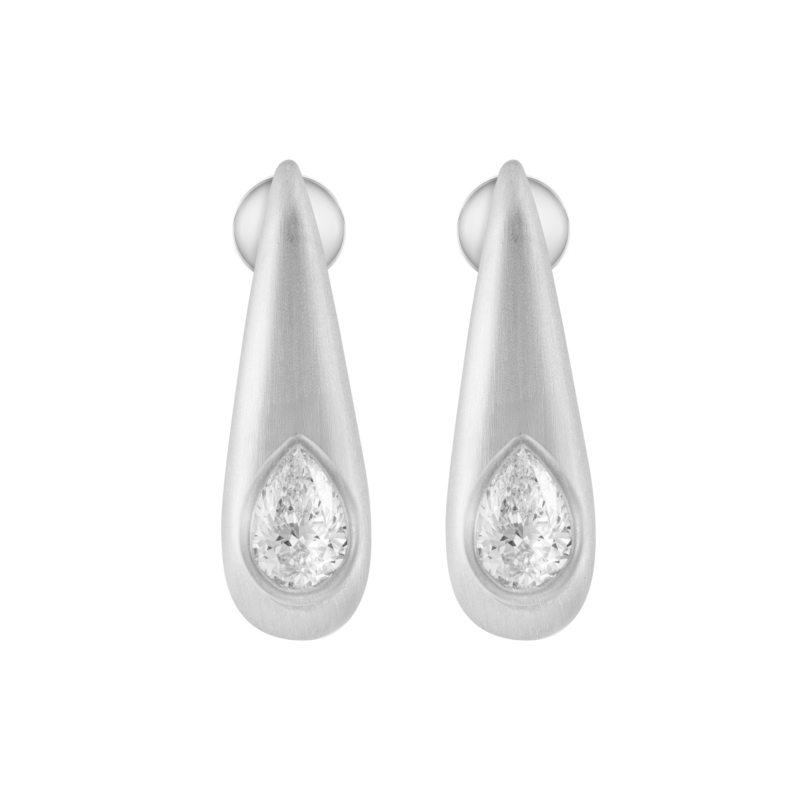 White Gold Diamond Earring 70 Points 25 mm