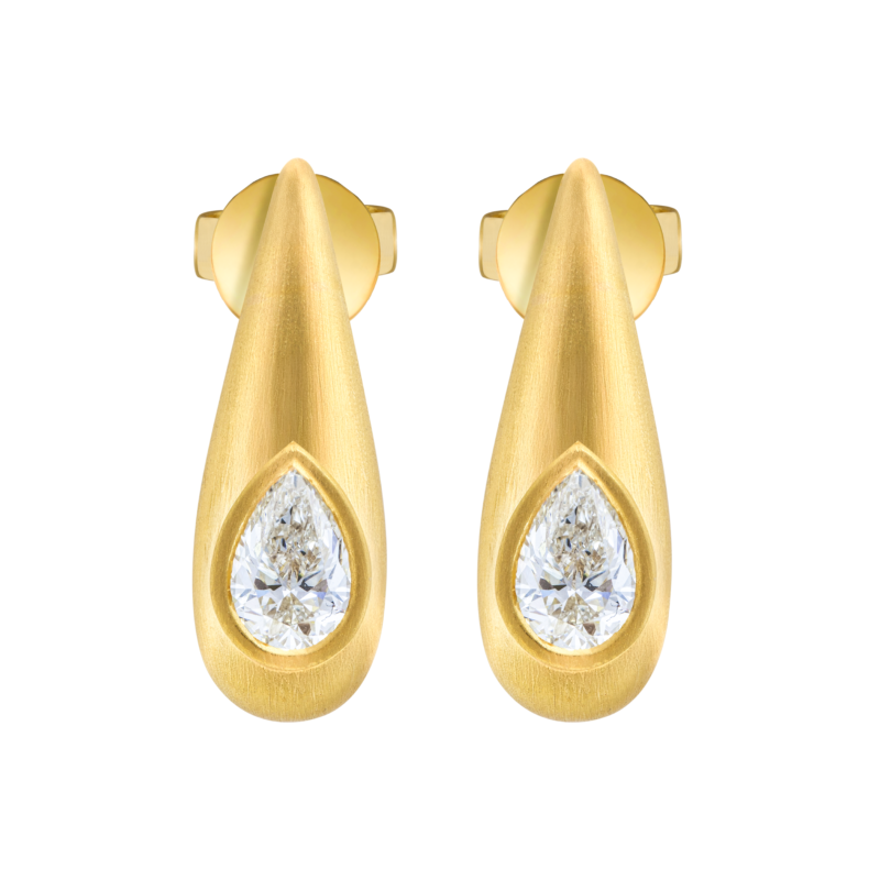 Yellow Gold Diamond Earring 50 Points 20 mm