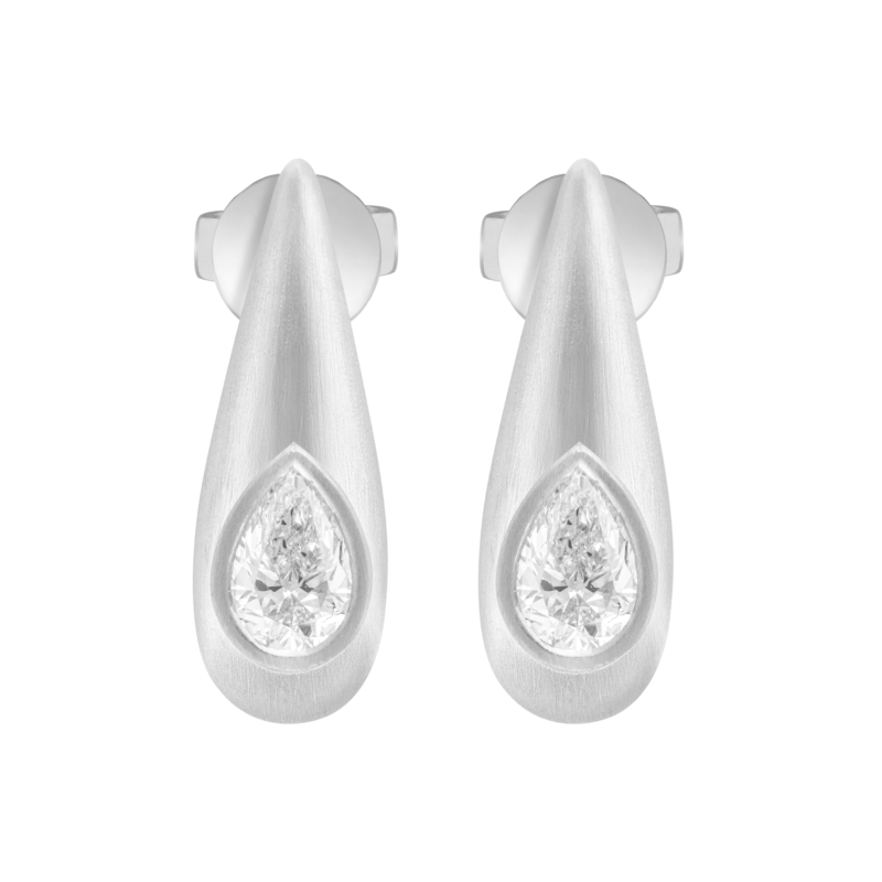 White Gold Diamond Earring 50 Points 20 mm