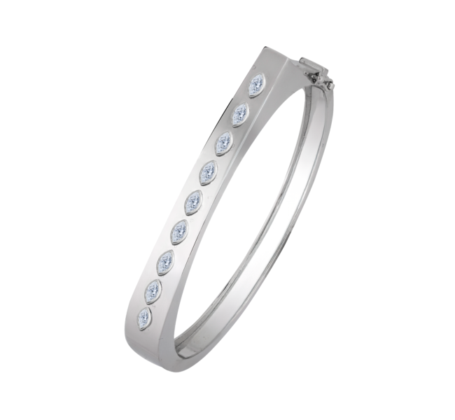 18k White Gold Diamond Gloss Bangle