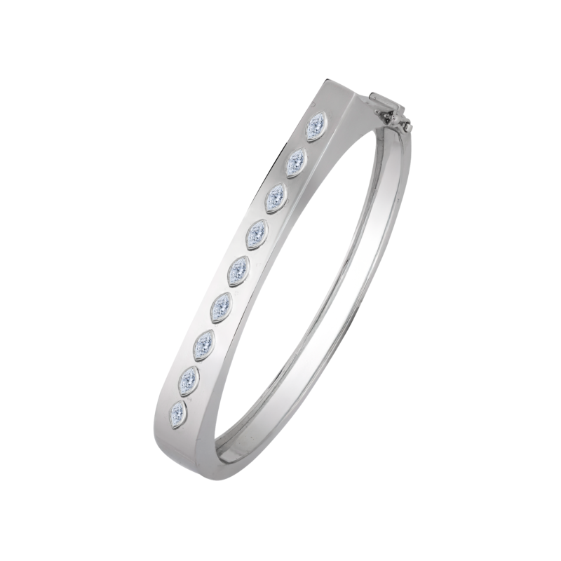 18K Yellow Gold Diamond Gloss Bangle