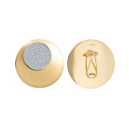 18K Yellow Gold Diamond High Gloss Earring 30mm