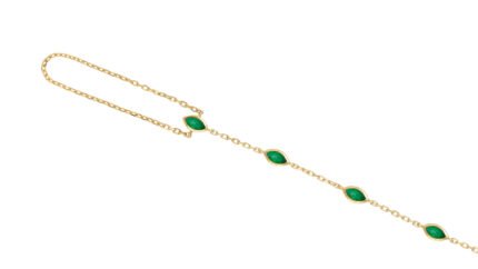 18K Yellow Gold Full-Cut Marquise Emerald Bracelet