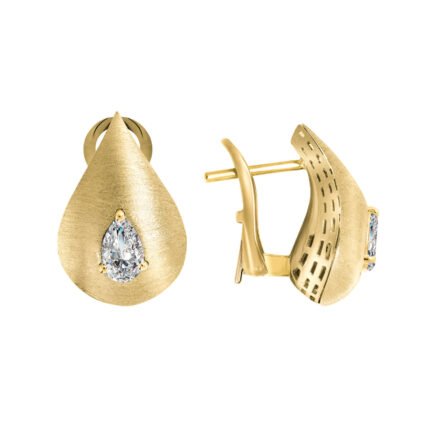 18K Yellow Gold Diamond Brush Earring