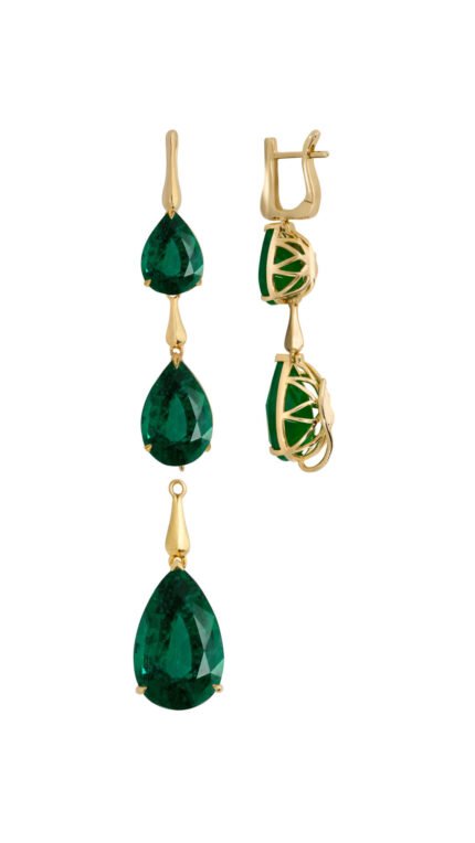 18K Yellow Gold Emerald Earring