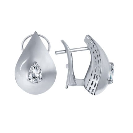 18k White Gold Diamond High Gloss Earring