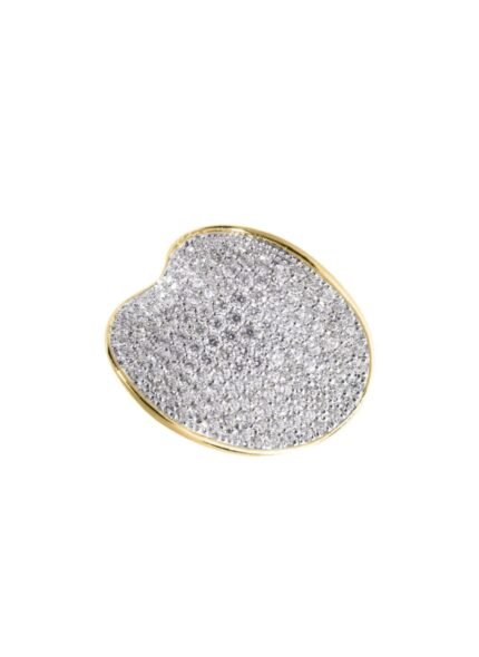 18K Yellow Gold Diamond Wave Style Ring