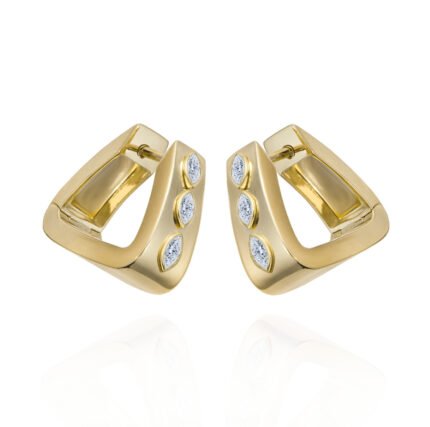 18K Yellow Gold Diamond MQ High Gloss Small Earring