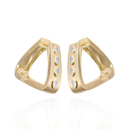 18K Yellow Gold Diamond MQ High Gloss Large Earring