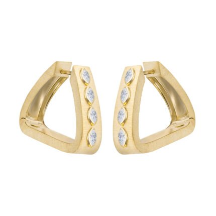 18K Yellow Gold Diamond MQ Brush Large Earring