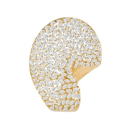 18K Yellow Gold Diamond Sculptural Ring