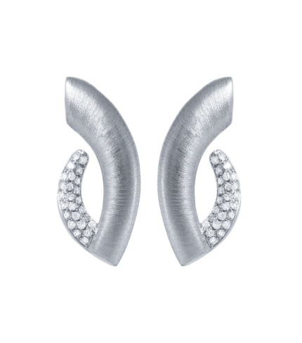 18K White Gold Diamond Sand Earring
