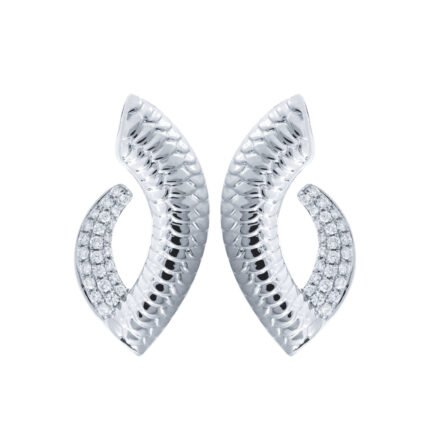 18K White Gold Diamond High Gloss Snake Earring