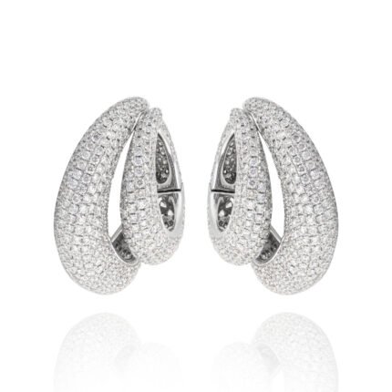 18K White Gold Diamond Pave Earring
