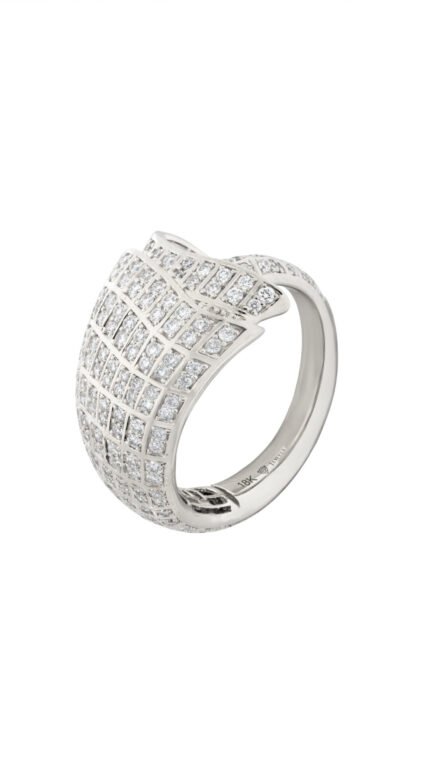 18K White Gold Diamond Pave Small Ring
