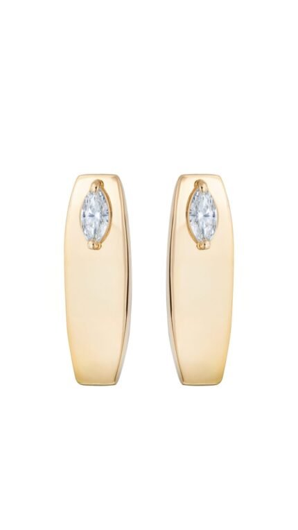 18K Yellow Gold Diamond HighGloss Medium Earring
