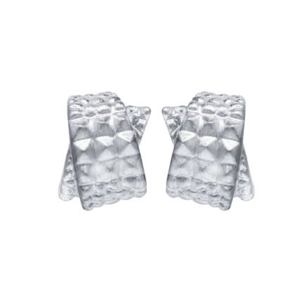 18K White Gold Brush Croco Earring