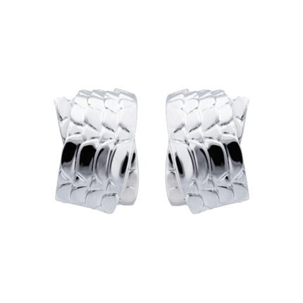 18K White Gold High Gloss Snake Earring