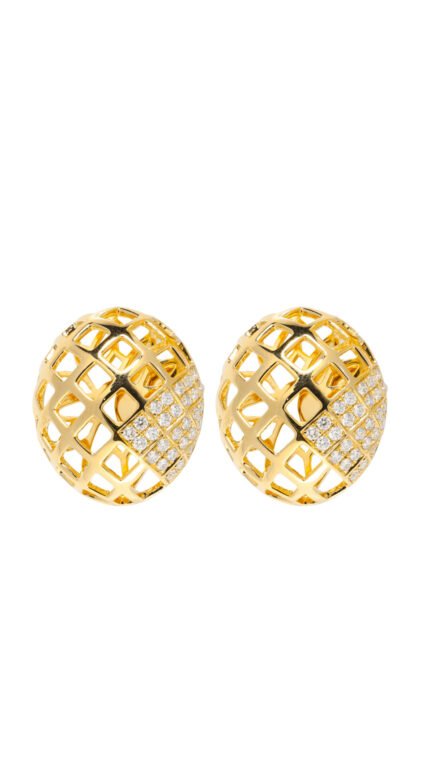 18K Yellow Gold Diamond Cage Earring