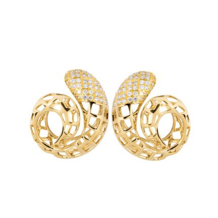 18K Yellow Gold Diamond Cage Earring