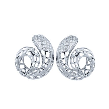18K White Gold Diamond Cage Earring