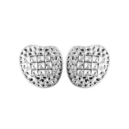 18K White Gold High Gloss Croco Earring