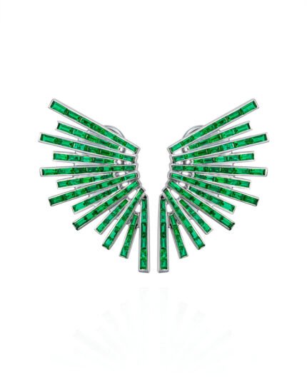 18K White Gold Emerald Earring