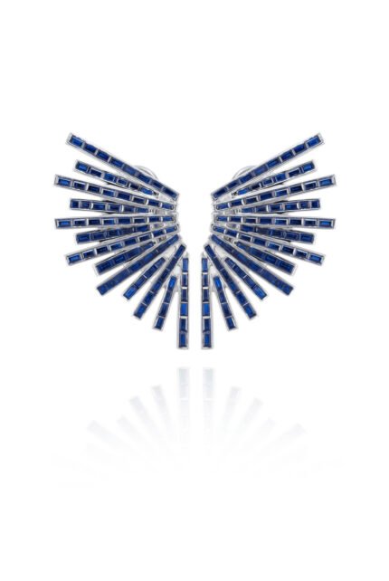 18K White Gold Blue Sapphire Earring