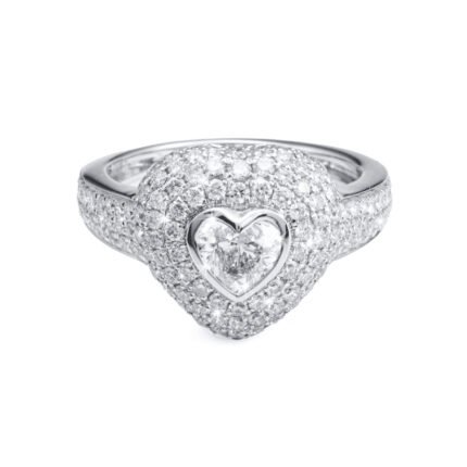 18K White Gold Diamond Heart Ring