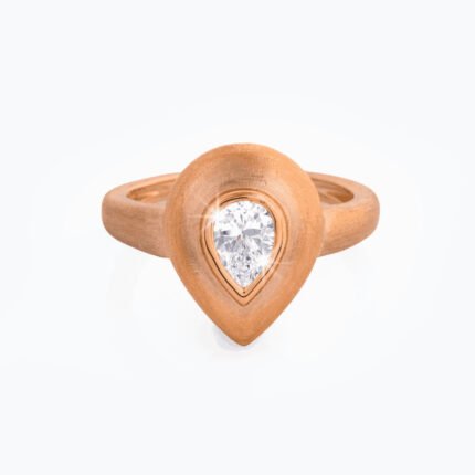 18K Rose Gold Diamond Pear Ring