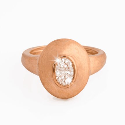 18K Rose Gold Diamond Oval Ring