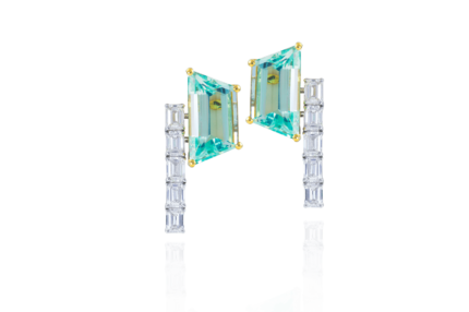 18K White Gold Diamond Green Gemstone Earring