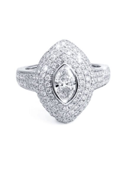18K White Gold Diamond Marquise Ring