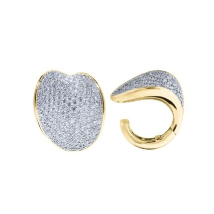 18K Yellow Gold Diamond Pave Ear cuff