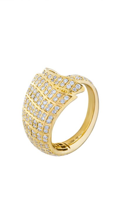 18K Yellow Gold Diamond Pave Small Ring