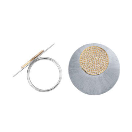 18K White Gold Diamond Brush Ring 30mm