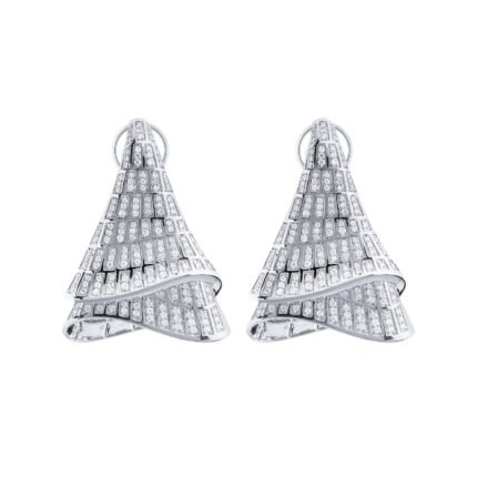 18K White Gold Diamond Large Earring
