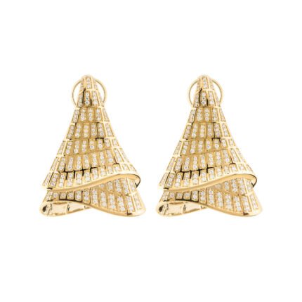 18K Yellow Gold Diamond Large Earring