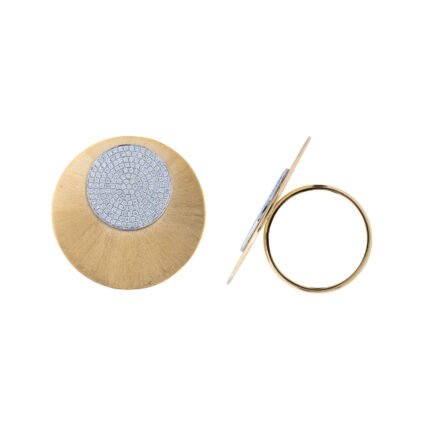 18K Yellow Gold Diamond Brush Ring 30mm